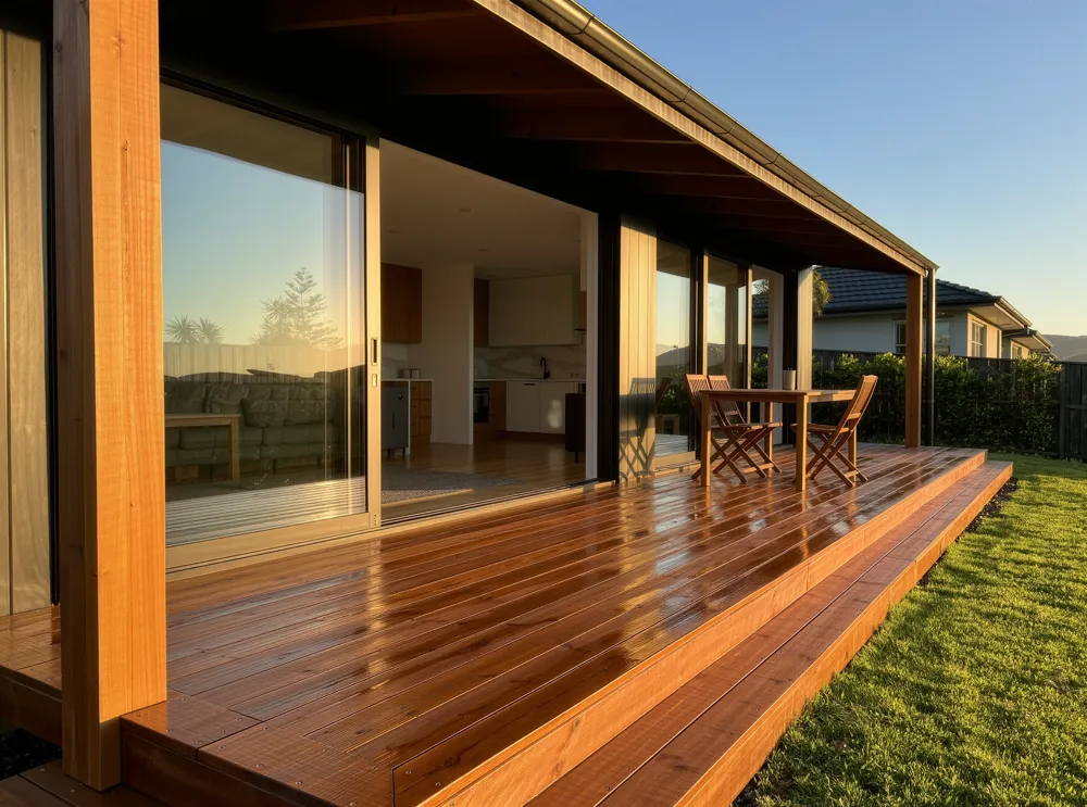 A new timber deck at a family home